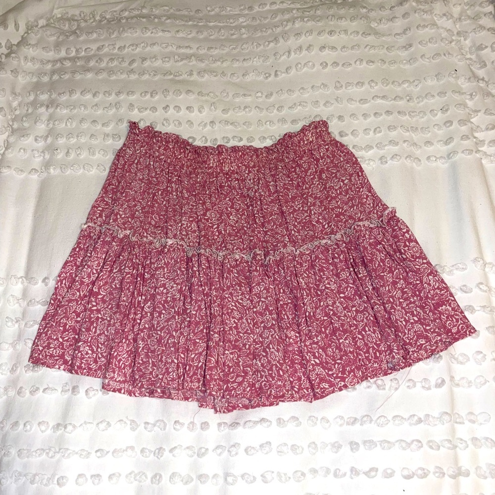 pink ruffled mini skirt